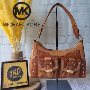 Michael Kors Y2K Double Tone Brown Leather Shoulder Bag